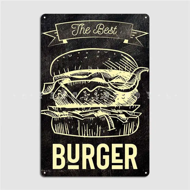 Home Cinema Food - Panneau métallique pour hamburger savoureux, restauration