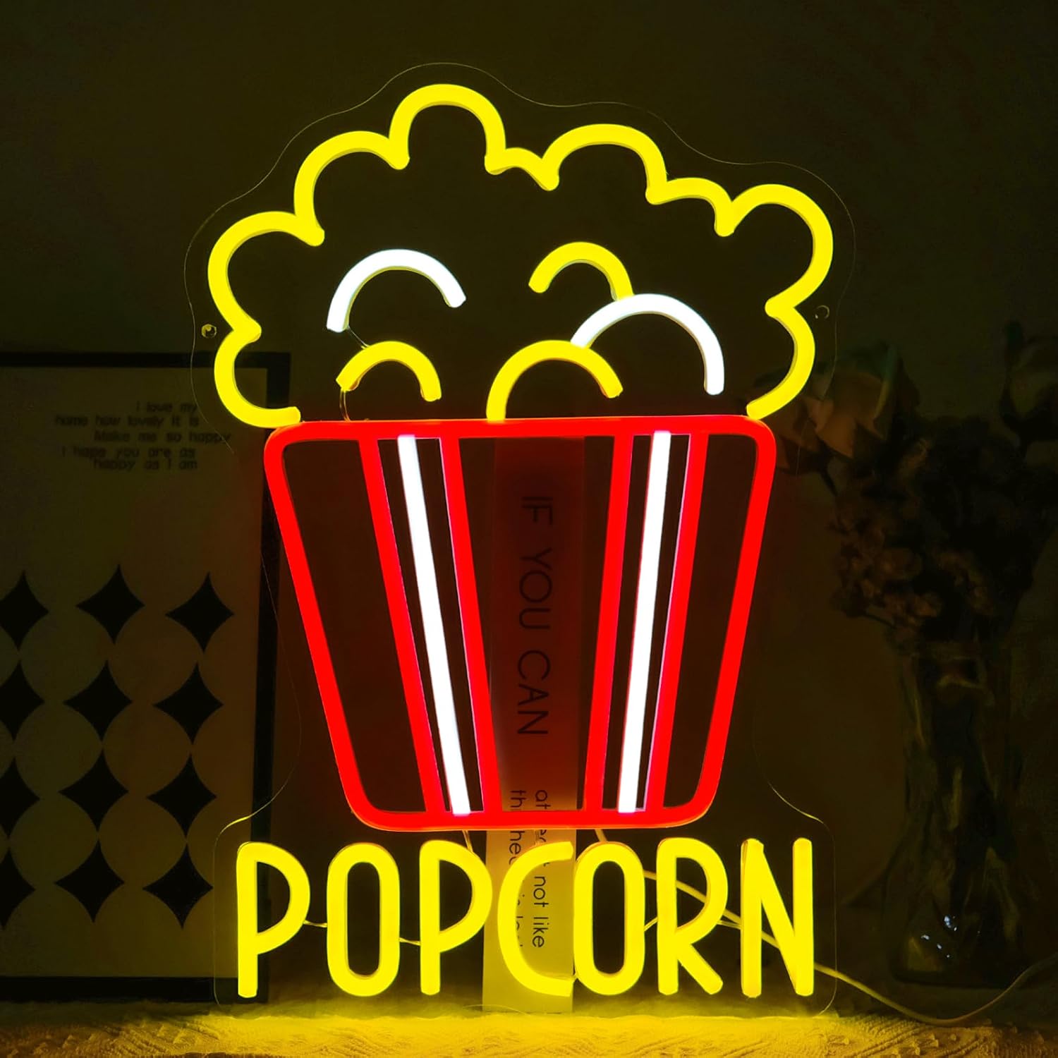 Home Cinema Food - Enseigne néon LED dimmable Popcorn pour