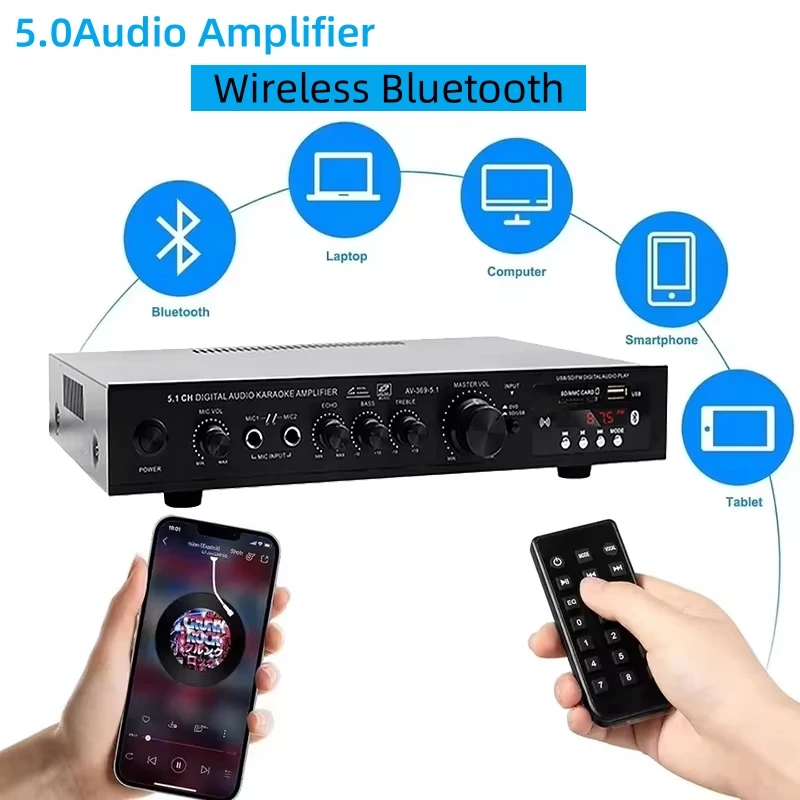 Home Cinema Receiver - AV-369BT Bluetooth 5.1 haut-parleur de son