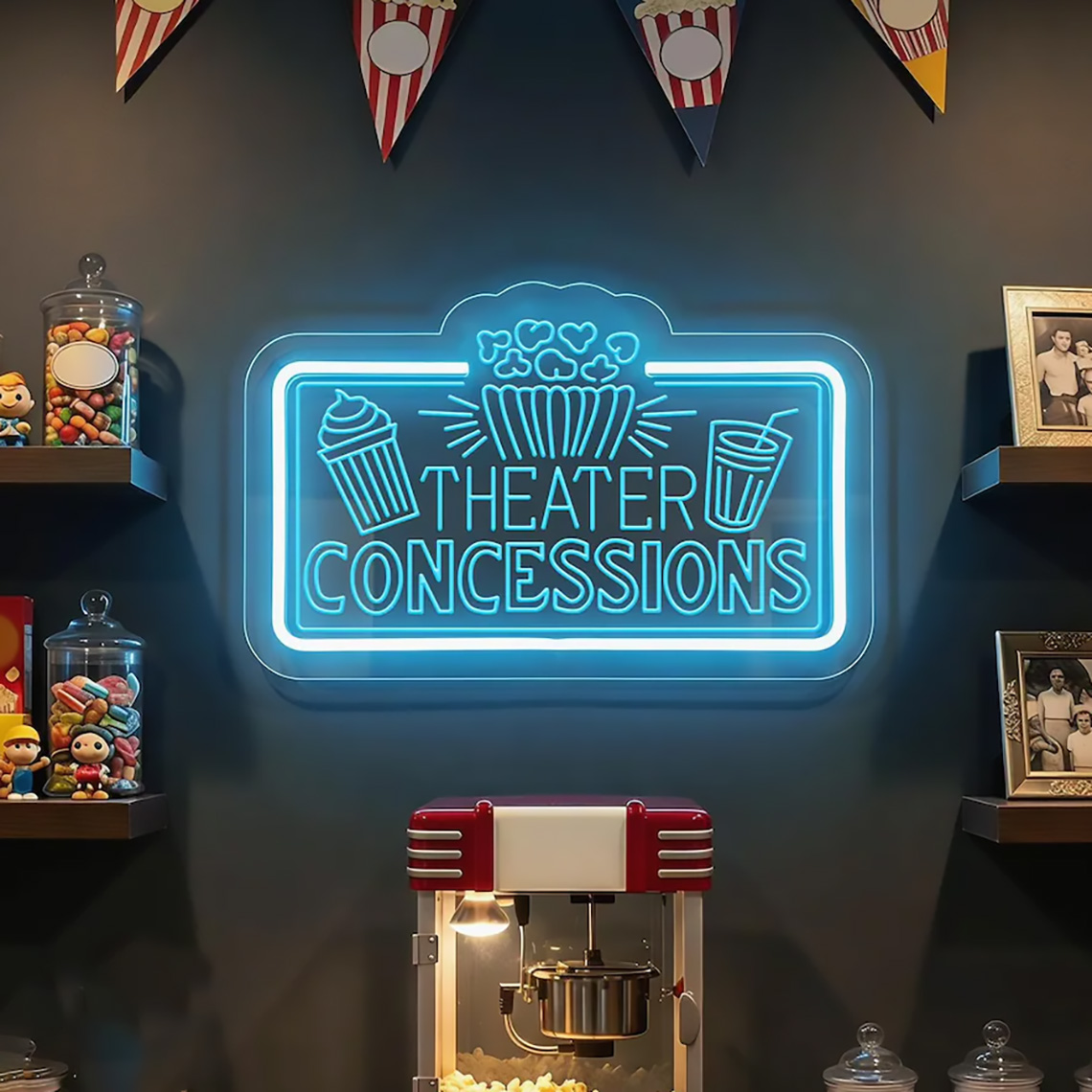 Home Cinema Food - Enseigne néon pour concession de cinéma,