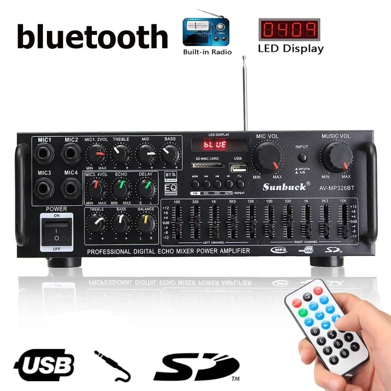 Home Cinema Receiver - Amplificateur de puissance Audio bluetooth 2000W,