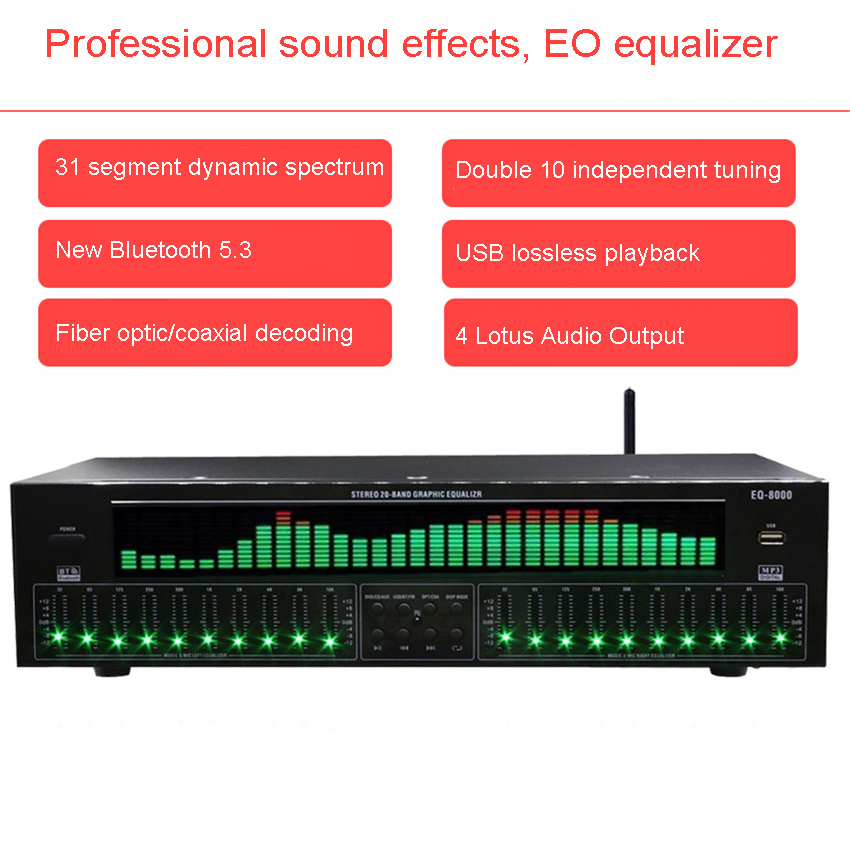 Home Cinema Receiver - EQ8000 Égaliseur Bluetooth 5.3 Fibre Coaxiale